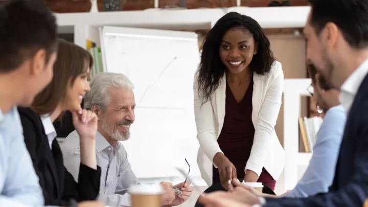 Person leading meeting